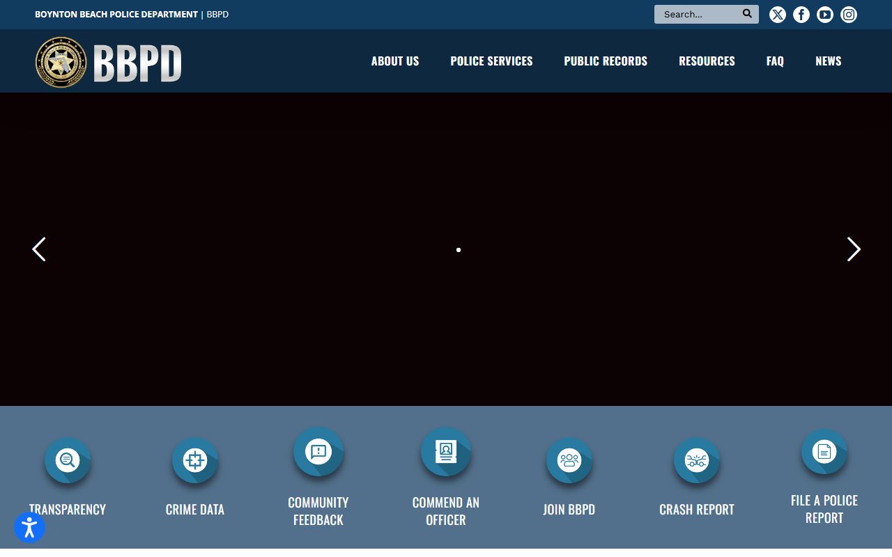 Boynton Beach City Police Home showing booking and release records