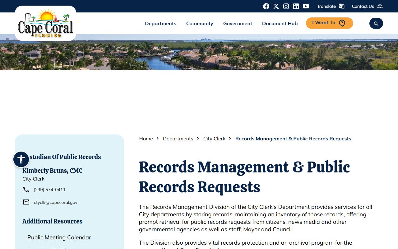 Cape Coral City Records showing booking and release records
