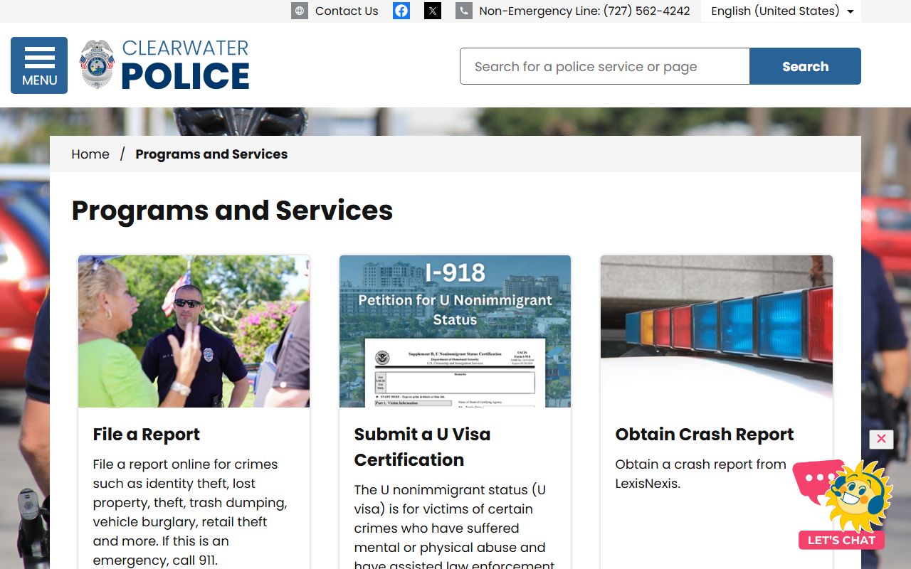 Clearwater Police Programs & Records showing booking and release records