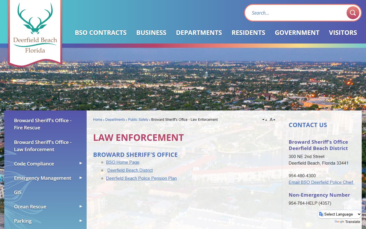 Deerfield Beach City Police Info showing booking and release records