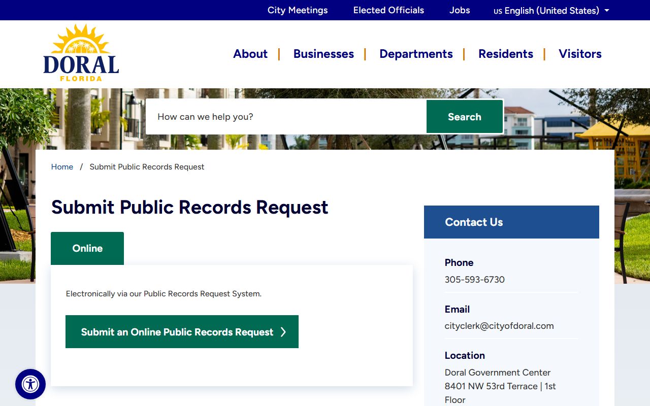 Doral City Records showing booking and release records