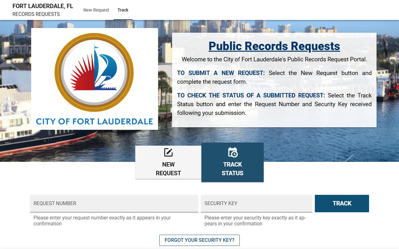 Fort Lauderdale public records request portal for accessing detailed booking information