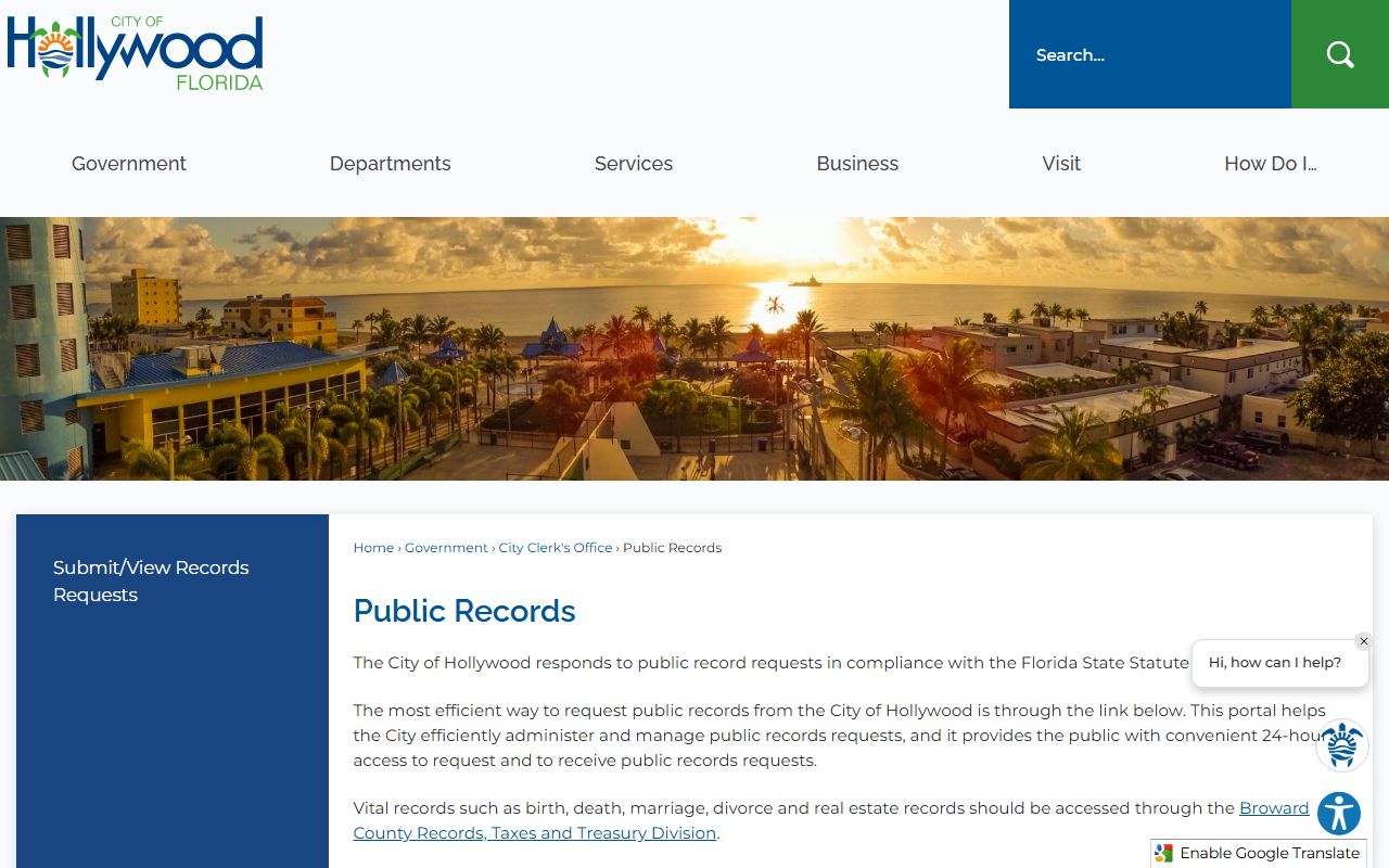 Hollywood public records request portal for accessing detailed booking information