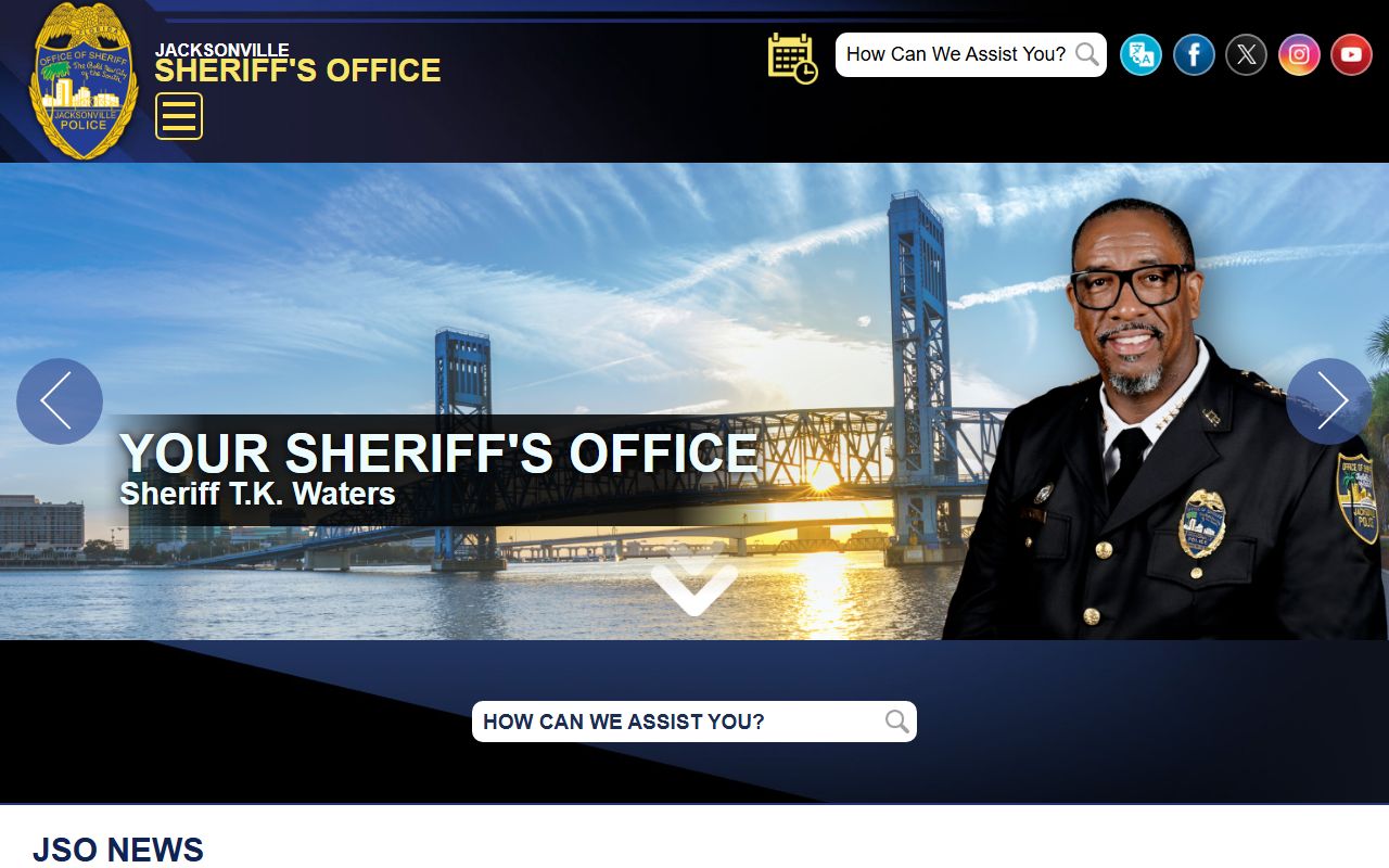 Jacksonville Sheriff's Office official website page