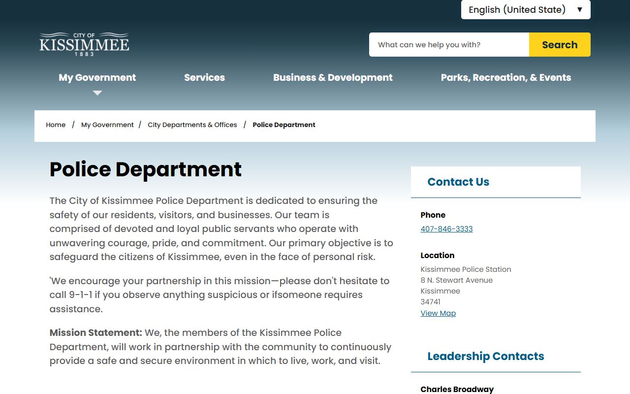 Kissimmee City Police Home page