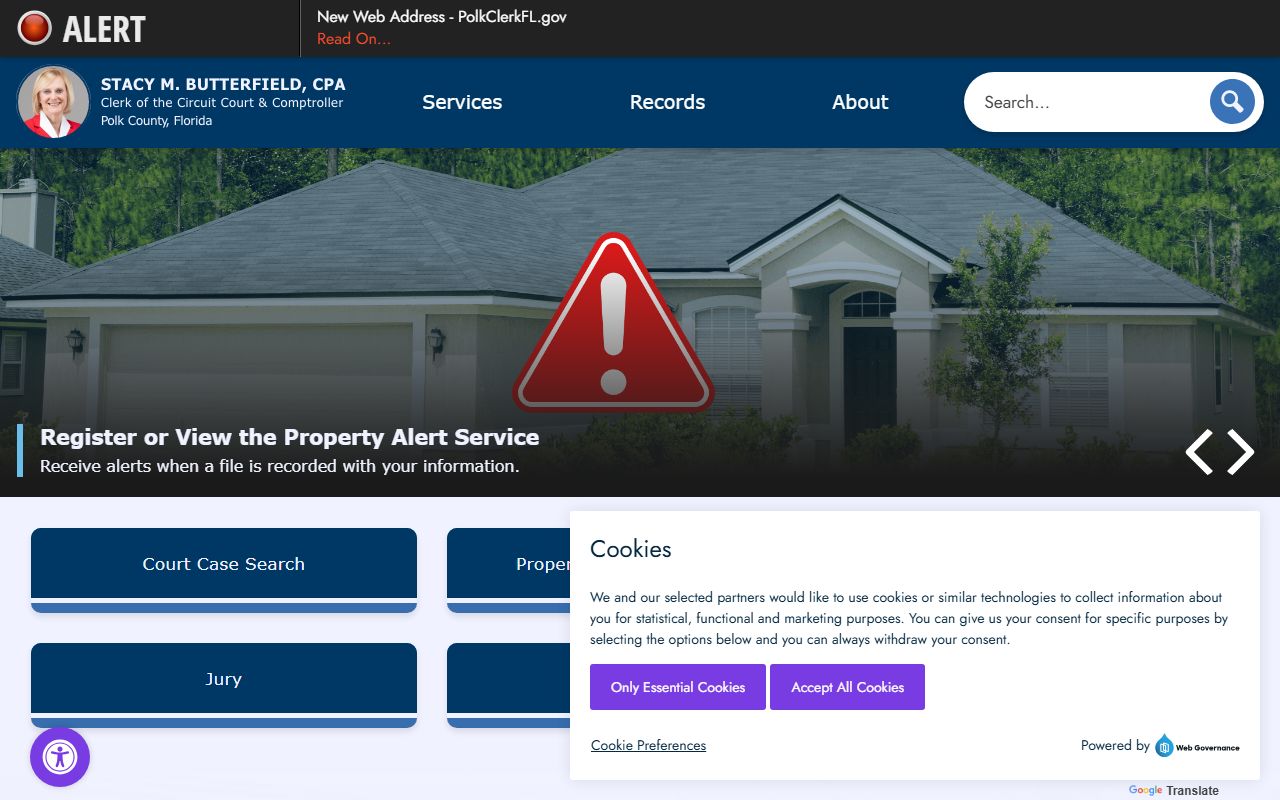 Polk County Clerk of Court website for accessing criminal case records