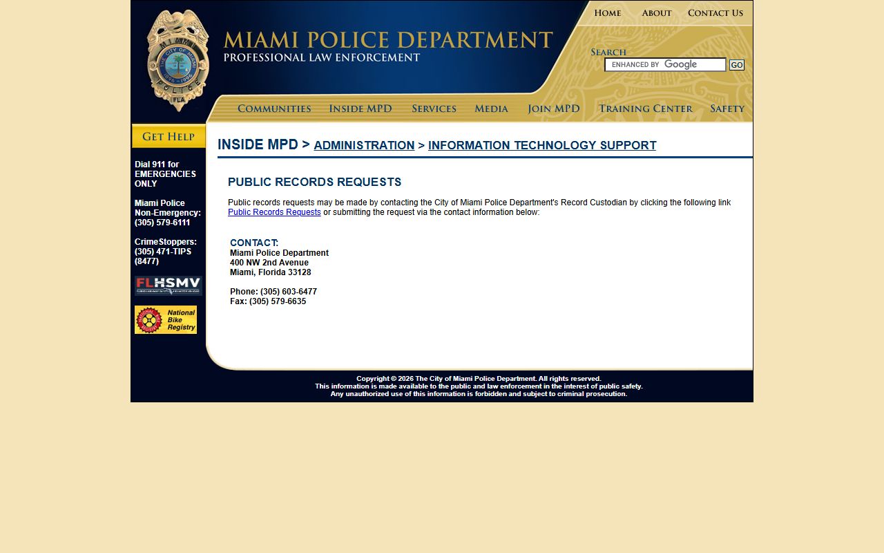 Miami Police Records