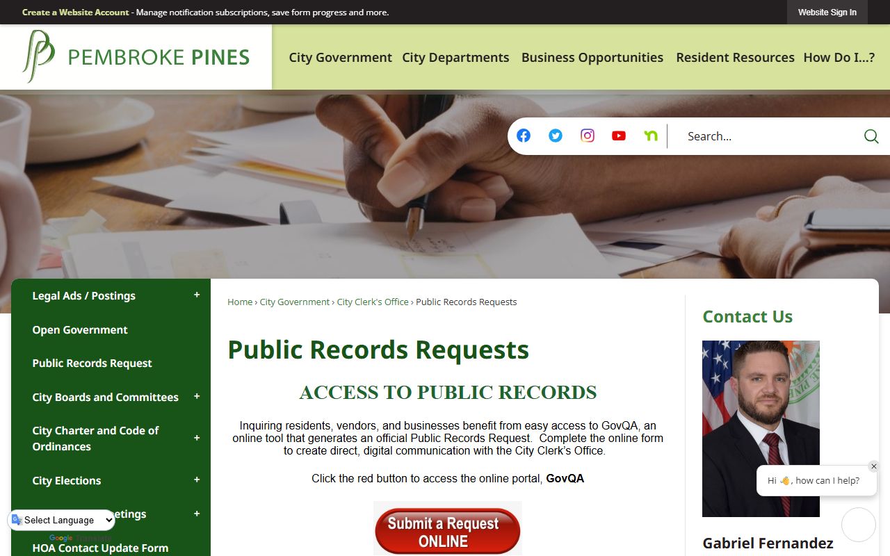 Pembroke Pines police records request portal for detailed arrest reports