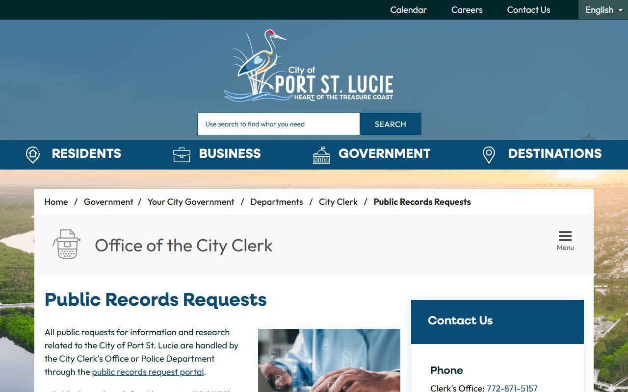 Port St. Lucie police records request portal for detailed arrest reports