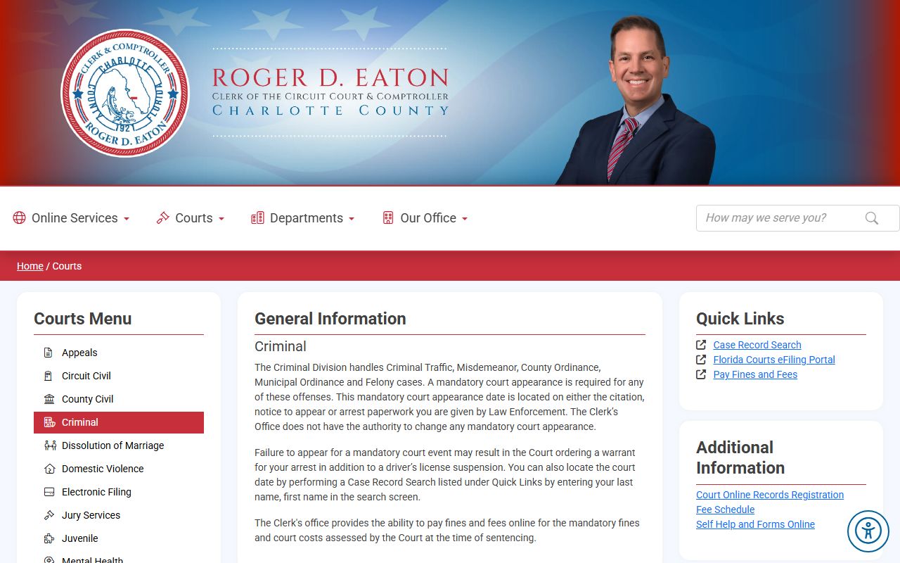 Charlotte County Clerk Criminal Records for booking releases