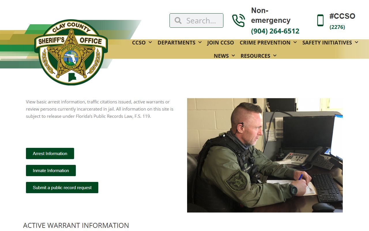 Clay County Arrest Info for booking releases