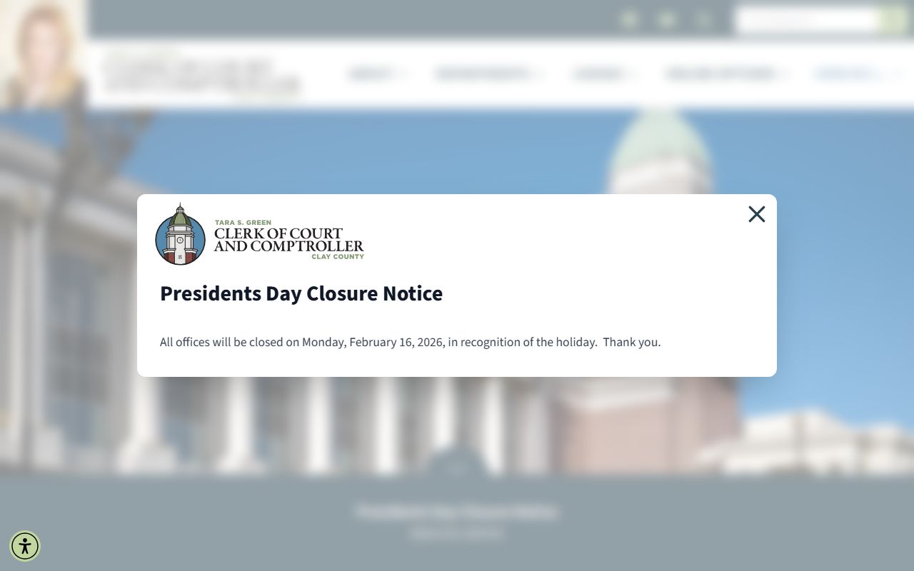 Clay County Clerk of Court for booking releases