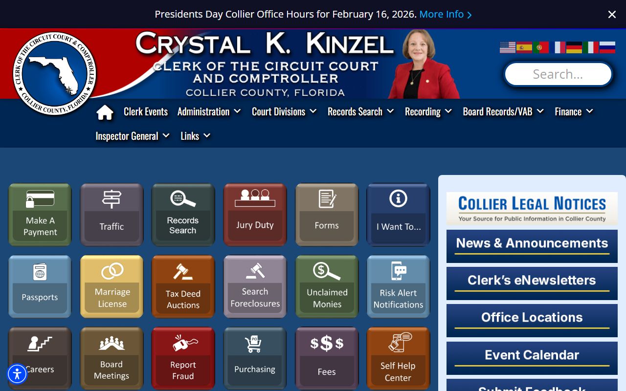 Collier County Clerk of Court for booking releases