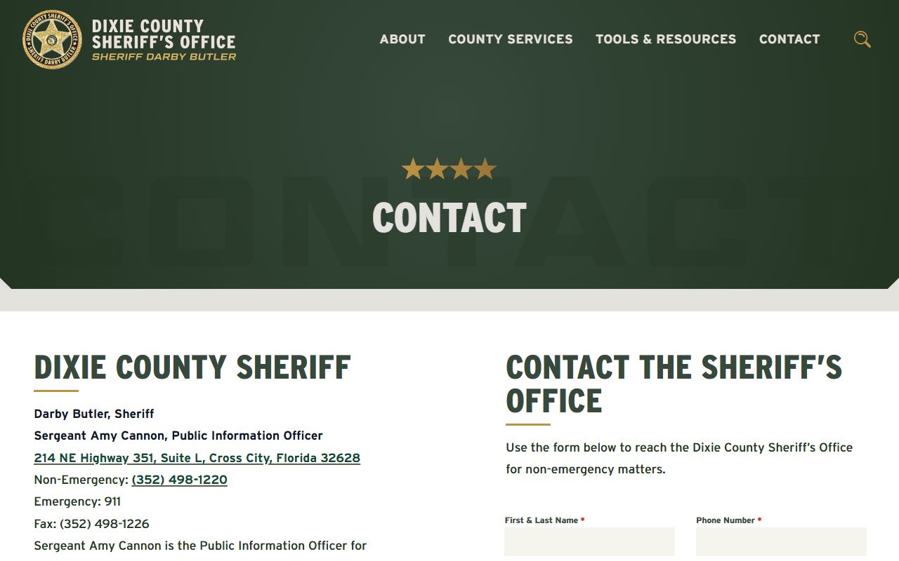 Dixie County Contact Page