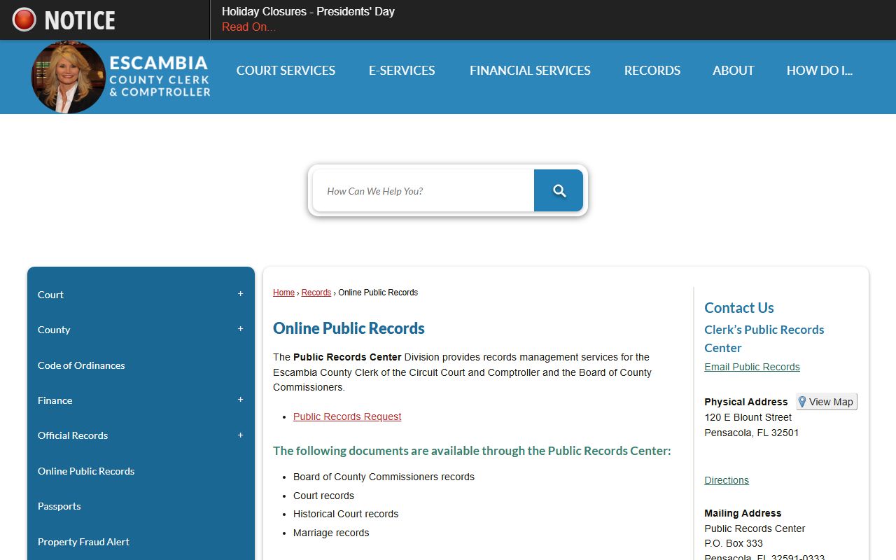 Escambia County Clerk Records