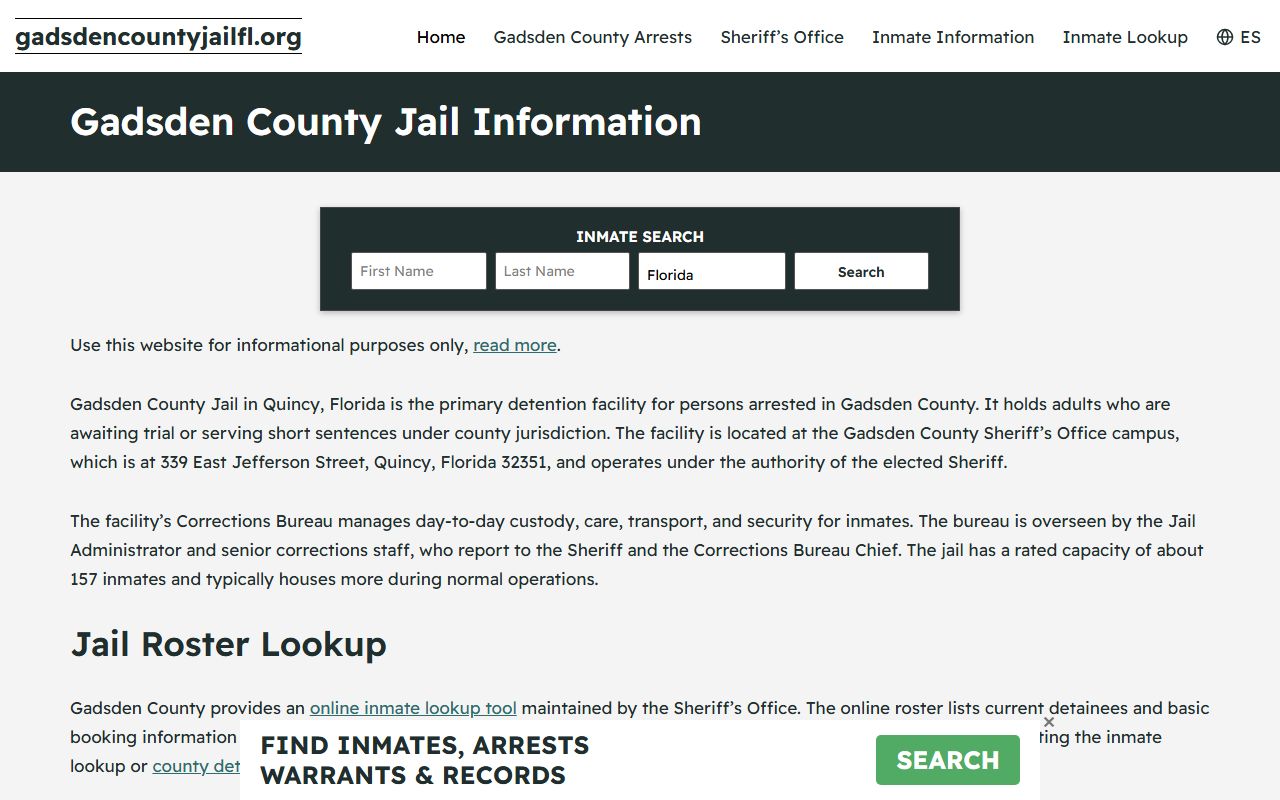 Gadsden County Jail Info Resource