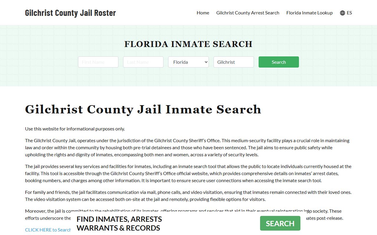 Gilchrist County Inmate Search Resource