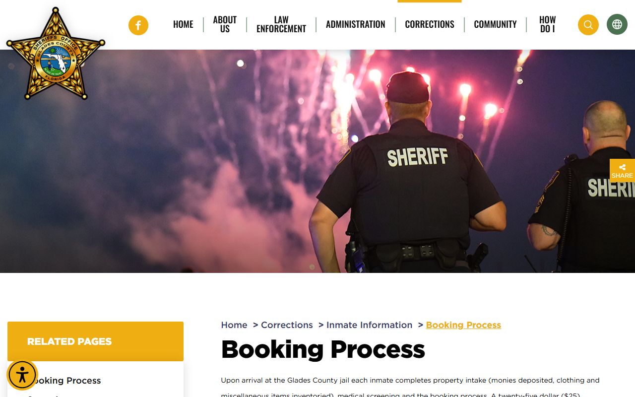 Glades County Booking Process Info