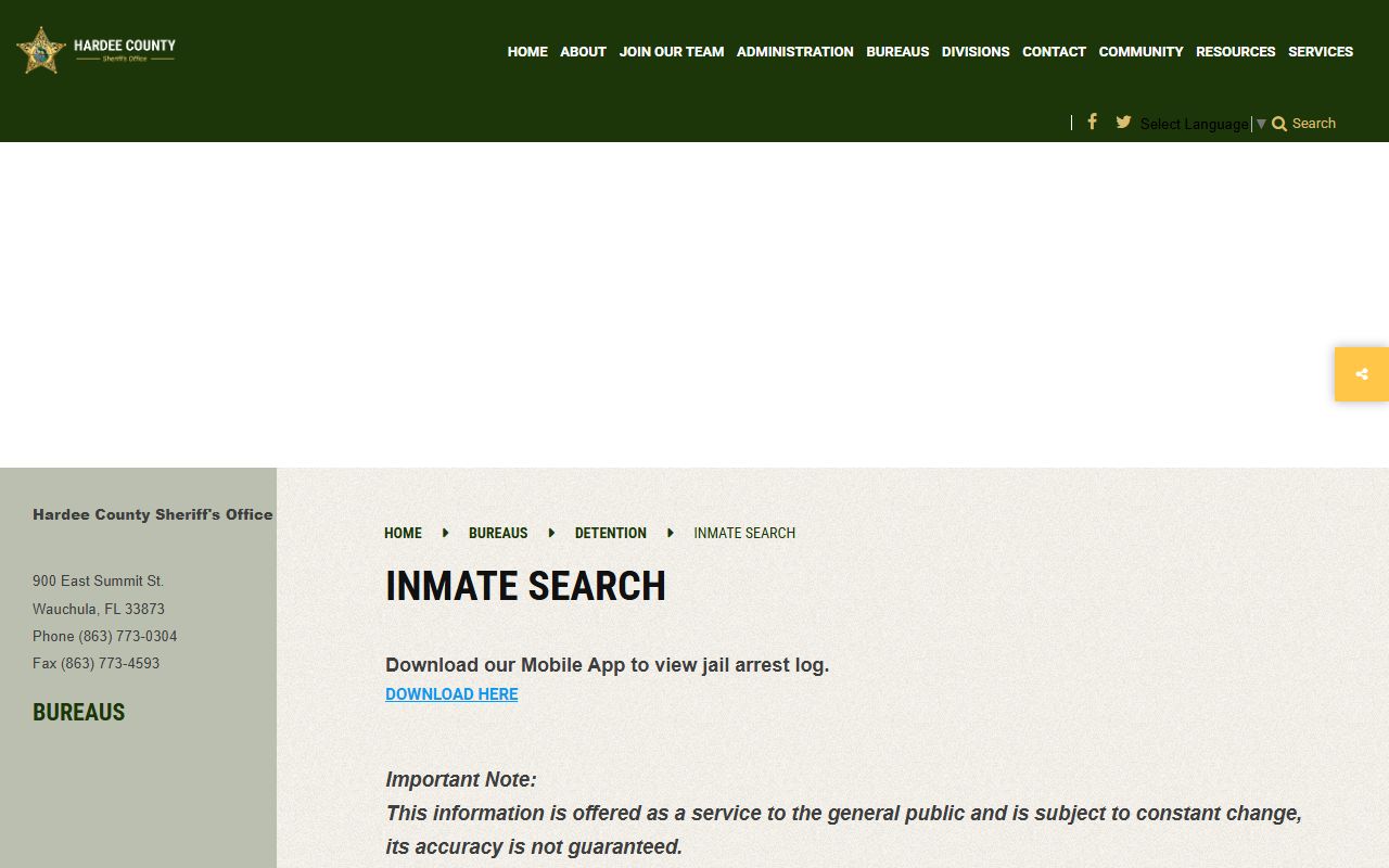 Hardee County Inmate Search