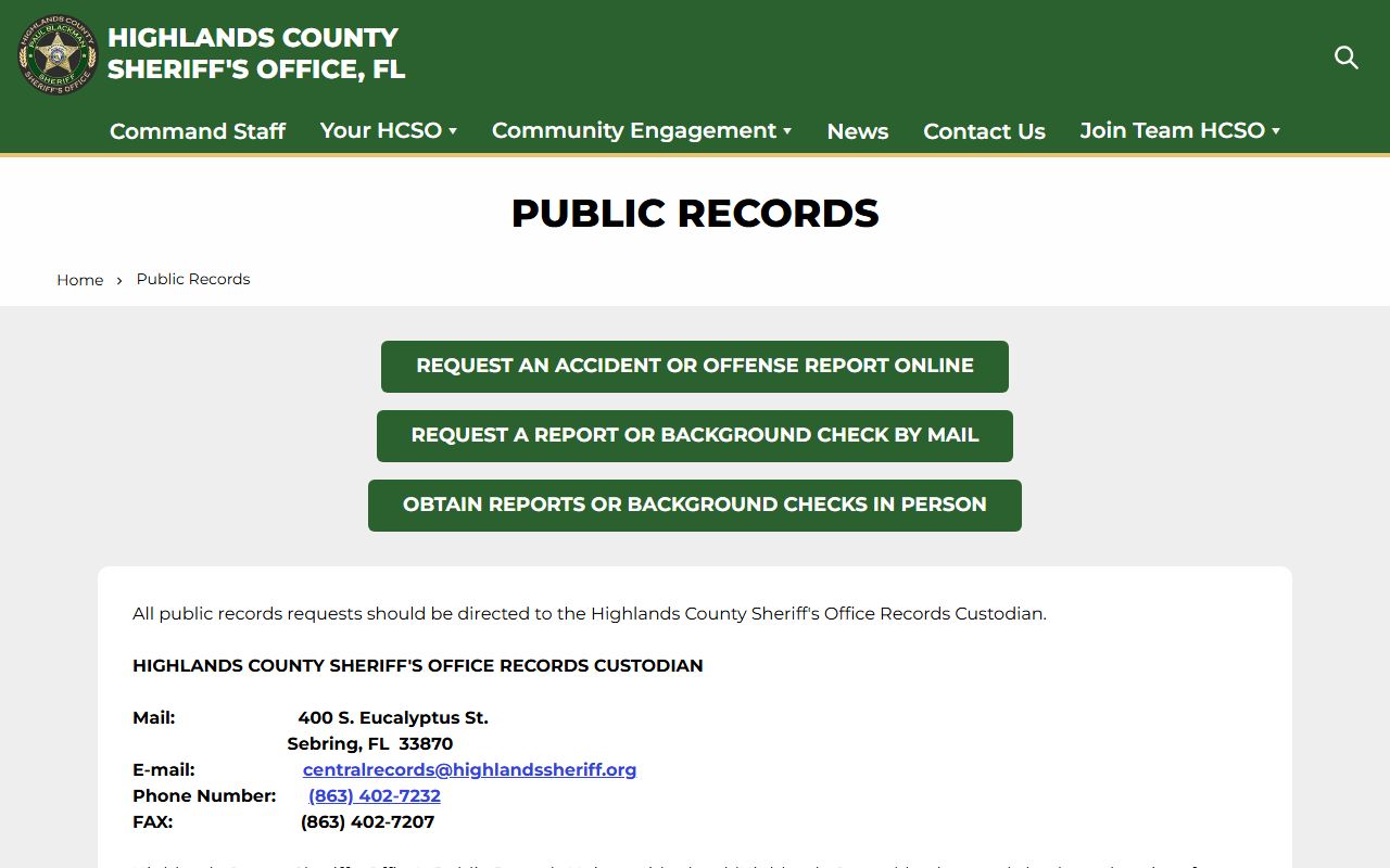 Highlands County Public Records