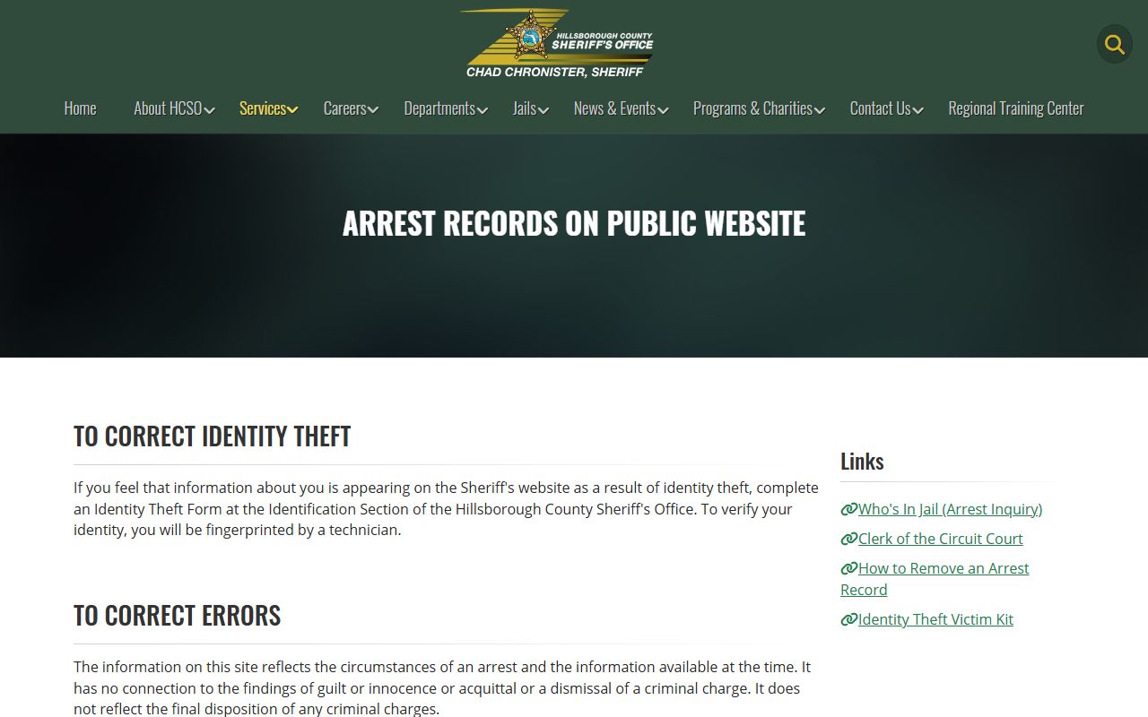 Hillsborough County Arrest Records Info
