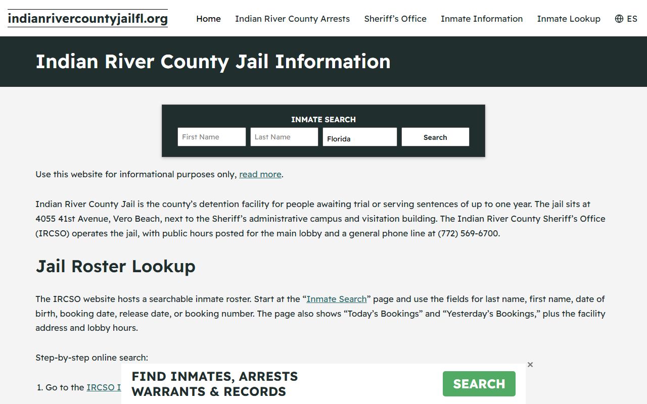 Indian River County Jail Resource