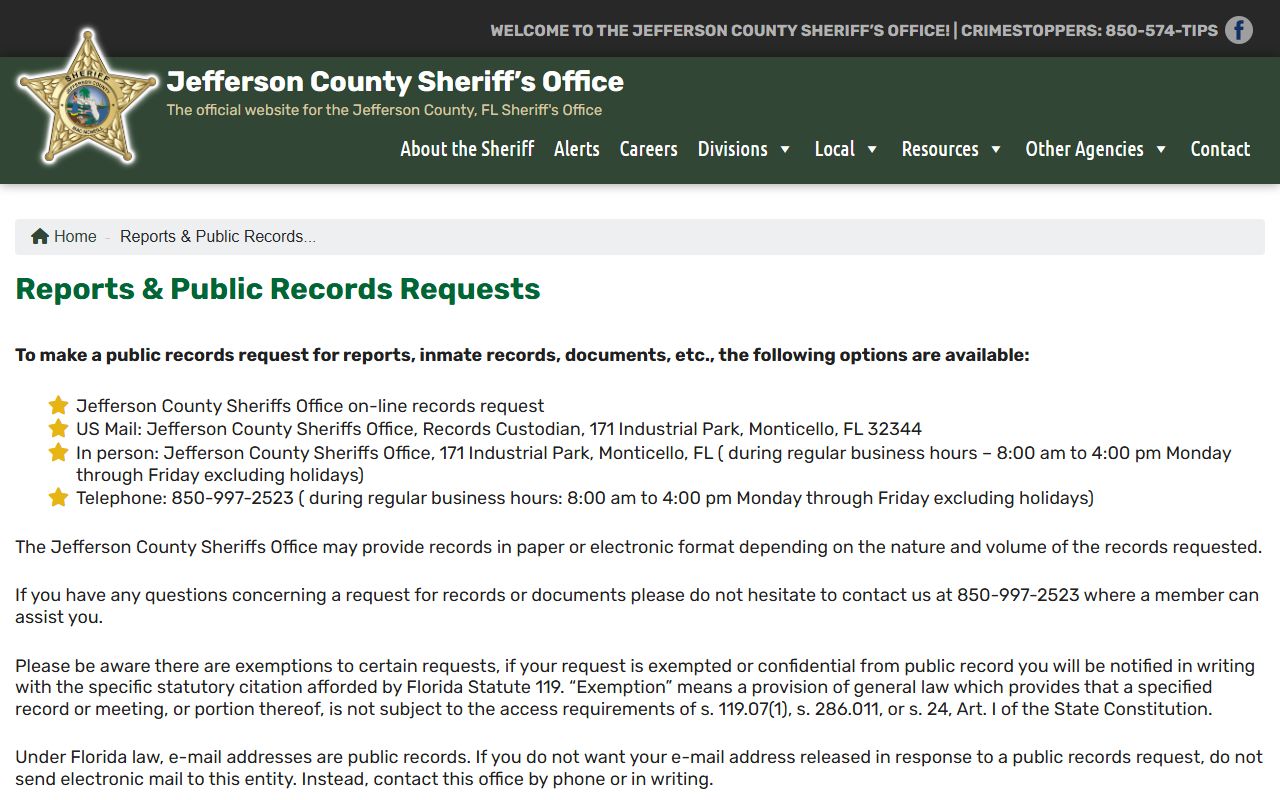 Jefferson County Records Request