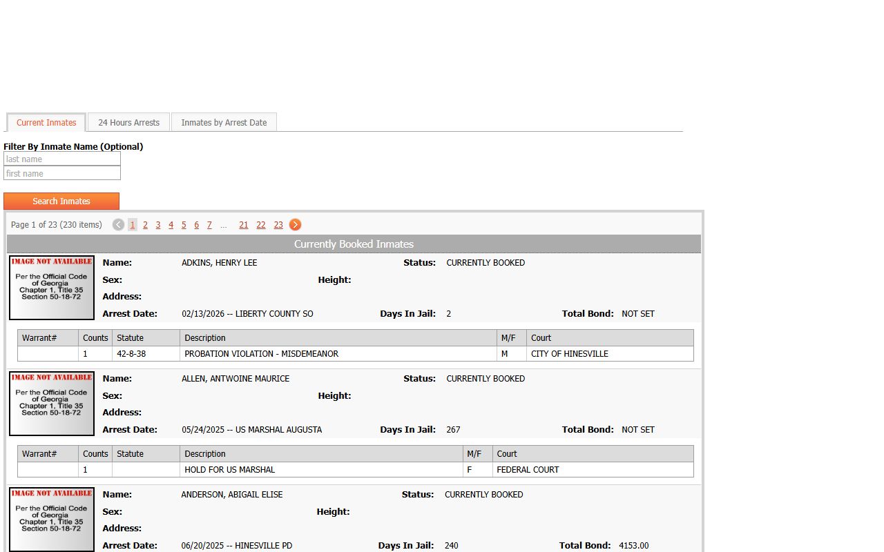 Liberty County Jail Population