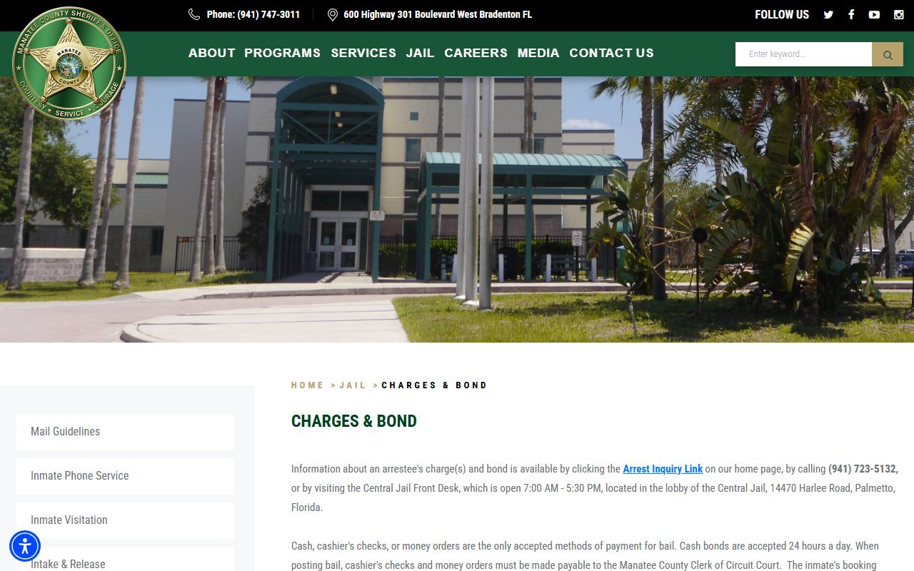Manatee County Charges & Bond Info