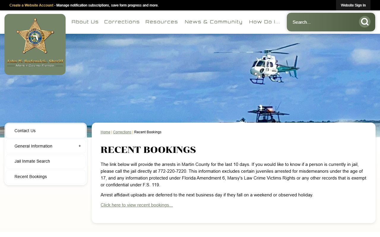 Martin County Recent Bookings