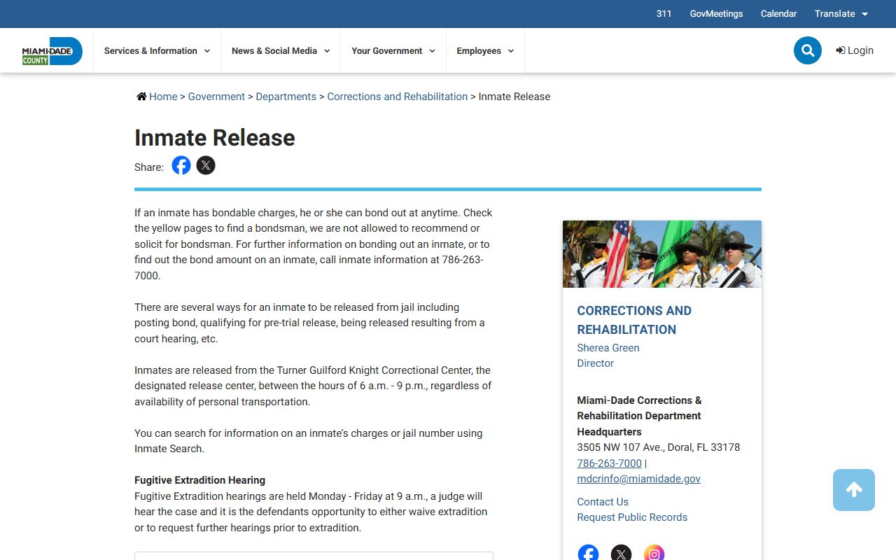 Miami-Dade County Inmate Release Info