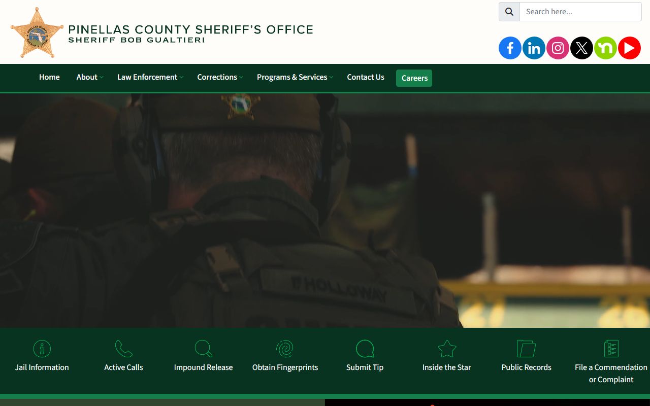 Pinellas County Official Website for booking and release records