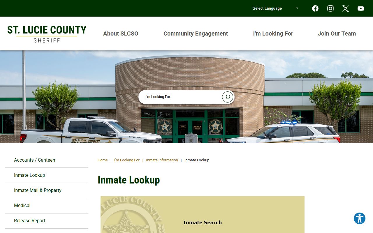 St. Lucie County Inmate Lookup for booking and release records