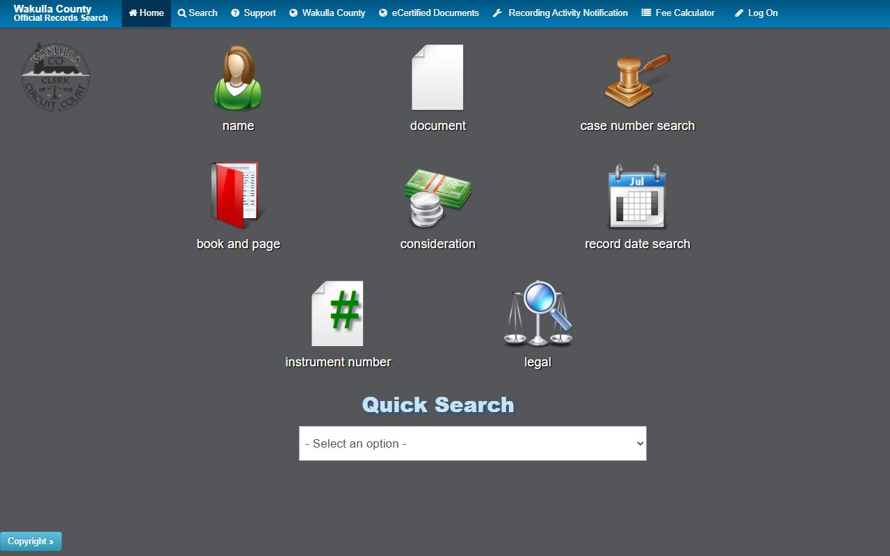 Wakulla County Official Records Search for booking and release records